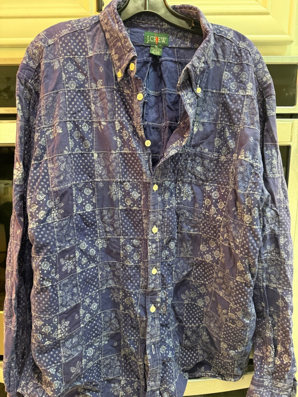 J. Crew Men's Purple Patchwork Print Button-Down Shirt